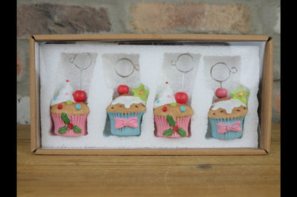 Set Of 4 Cupcake Name Card Holder