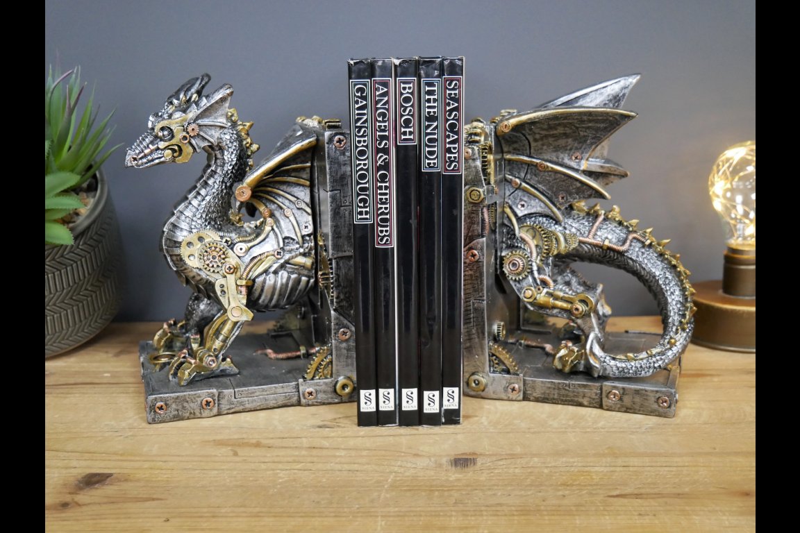 Steampunk Dragon Bookends