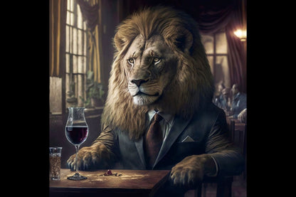 Lion Drinking Wine Wall Art