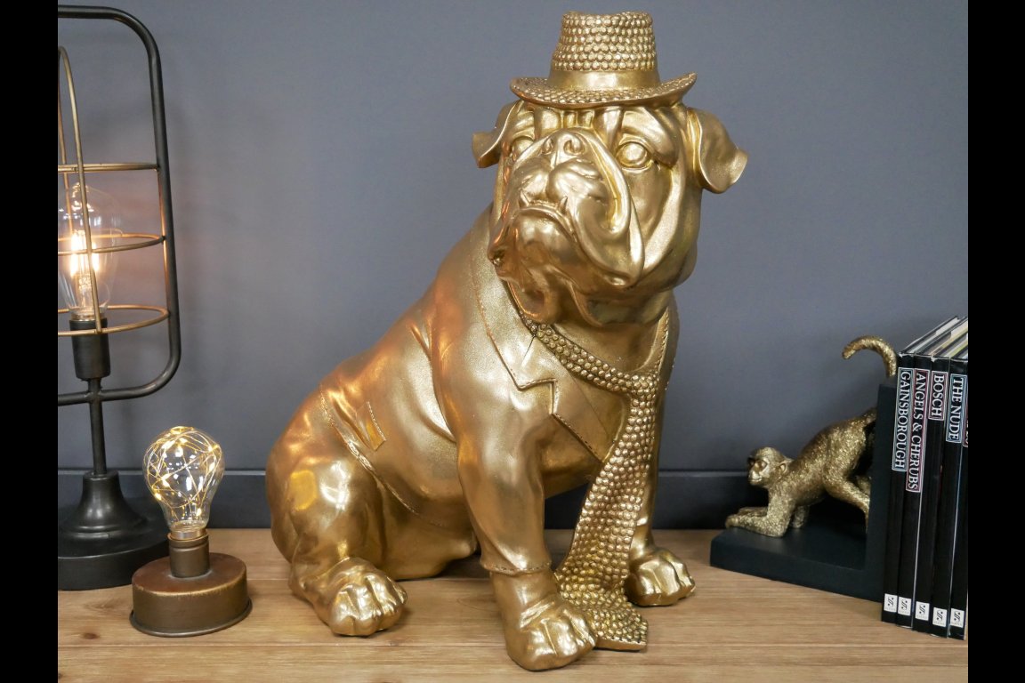 Bulldog With Hat & Tie