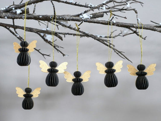 Set Of 6 Angels - Black