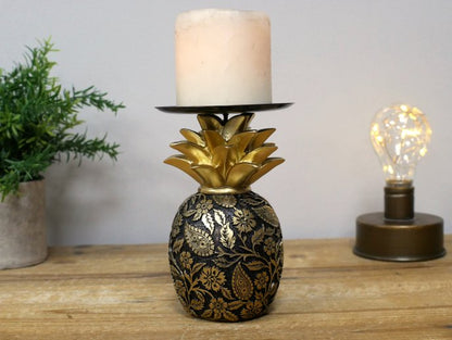Black & Gold Pineapple Candle Holder