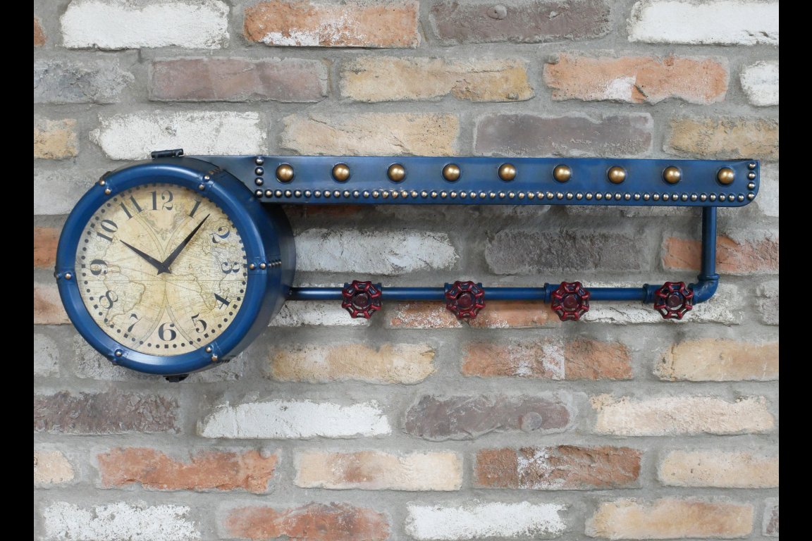 Shelf With Clock & Hooks