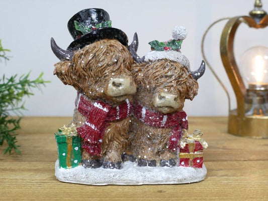 Festive Highland Cows