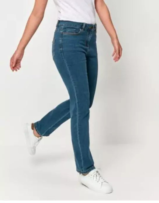 M & Co LADIES BLUE SIZE 10 SHORT 70CM DENIM STRAIGHT LEGGED JEANS BRAND NEW