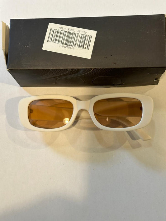 SOKACH IN ITALY ANTI GLARE GLASSES RECTANGLE WHITE FRAME & BROWN LENSE NEW