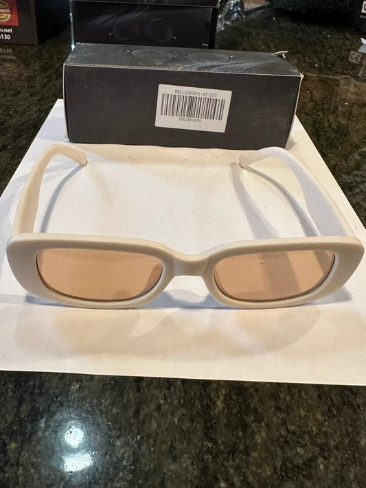 SOKACH IN ITALY ANTI GLARE GLASSES RECTANGLE WHITE FRAME & BROWN LENSE NEW