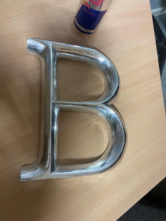 B POSH GRAFFITI DECORATIVE SILVER GILT WOODEN LETTER B 23CM HIGH HOME WALL ART