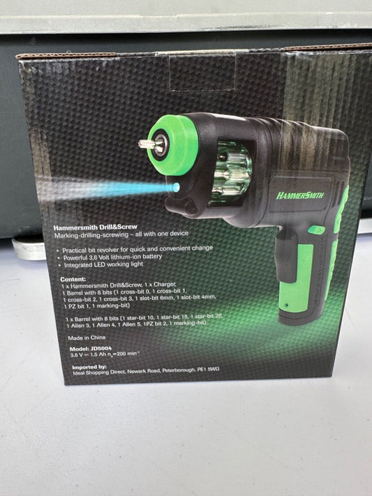 HAMMERSMITH DRILL SCREW ELECTRIC DRILL DRIVER INTERCHANGEABLE HEADS LITHIUM JML