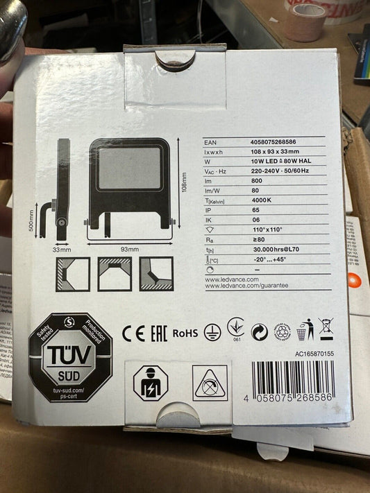 LEDVANCE LED FLOODLIGHT 10W PHOTOCELL 220-240V 4000K NEW