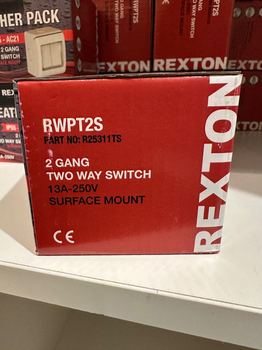 REXTON IP55 RATED 2 GANG 2 WAY WALL LIGHT SWITCHES OUTDOOR WATERPROOF GARDEN