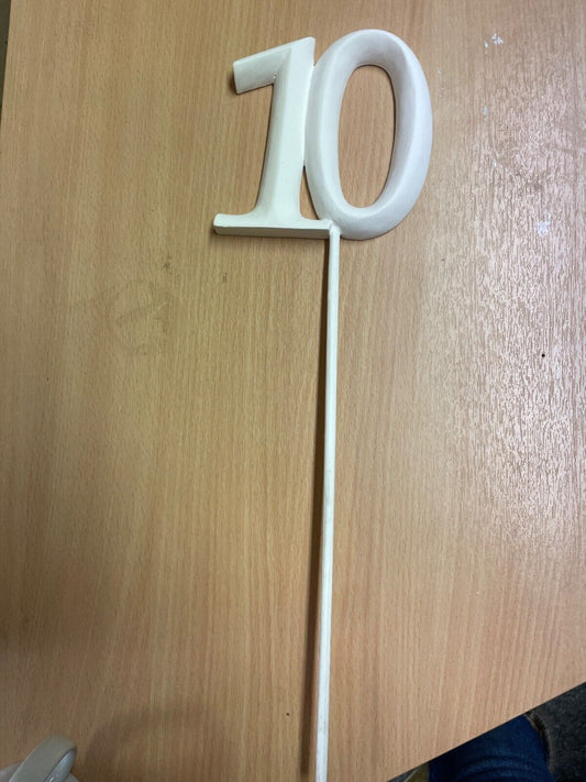 POSH GRAFFITI WHITE WOODEN NUMBER 10TH HAPPY BIRTHDAY CELEBRATIONS 46CM HIGH