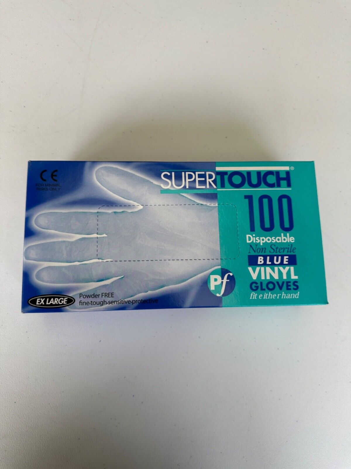 1000 SUPERTOUCH DISPOSABLE VINYL POWDER FREE BLUE GLOVES LARGE (10 PACKS OF 100)