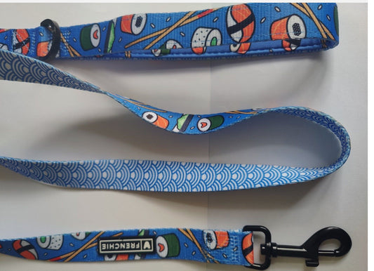 FRENCHIE DOG WALKING LEAD LEASH SUSHI PATTERN BLUE 1.4M LONG BRAND NEW