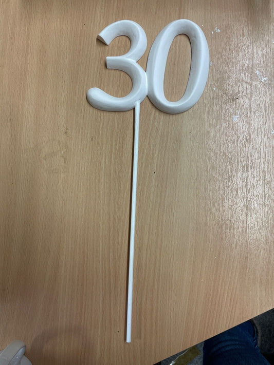 POSH GRAFFITI WHITE WOODEN NUMBER 30TH HAPPY BIRTHDAY CELEBRATIONS 46CM HIGH