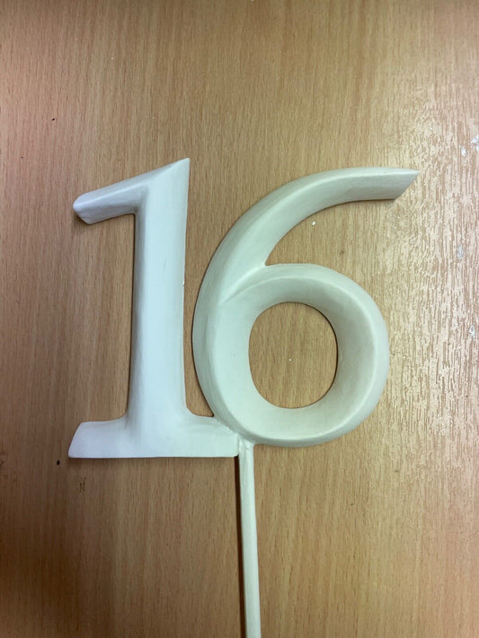 POSH GRAFFITI WHITE WOODEN NUMBER 16TH HAPPY BIRTHDAY CELEBRATIONS 46CM HIGH