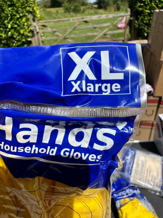CARING HANDS LATEX GLOVES EX LARGE STRONG SOFT NON SLIP DURABLE WASHING UP X 12