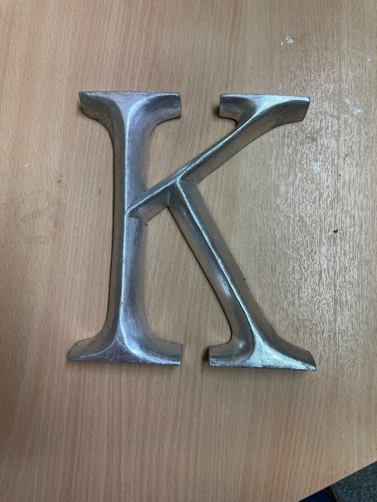 K POSH GRAFFITI DECORATIVE SILVER GILT WOODEN LETTER K 23CM HIGH HOME WALL ART