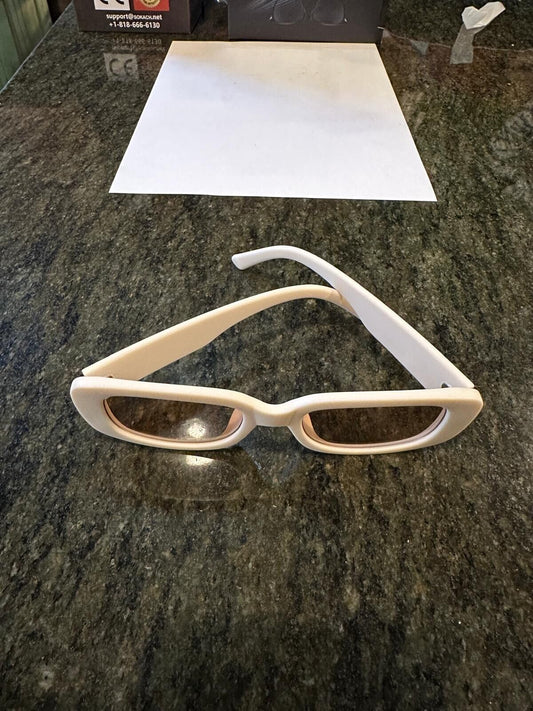 SOKACH IN ITALY ANTI GLARE GLASSES RECTANGLE WHITE FRAME & BROWN LENSE NEW