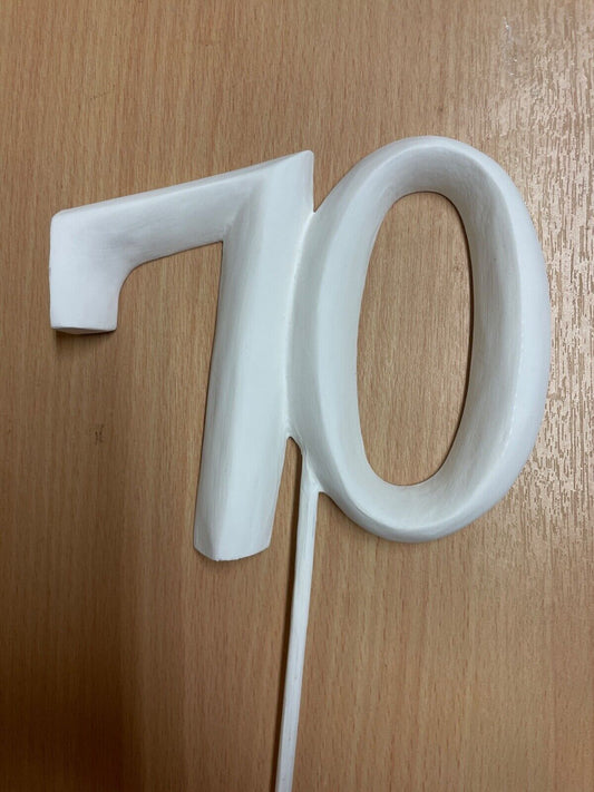 POSH GRAFFITI WHITE WOODEN NUMBER 70TH HAPPY BIRTHDAY CELEBRATIONS 46CM HIGH