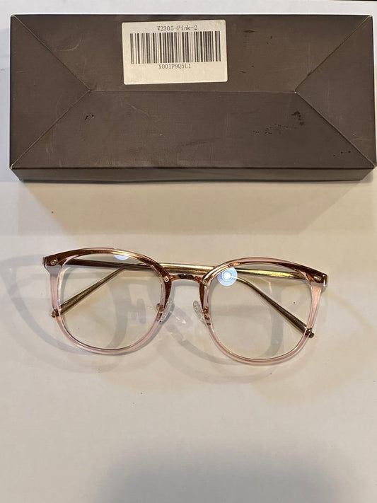 SOKACH IN ITALY ANTI GLARE GLASSES ROUND THIN FRAME BROWN CLEAR GLASSES