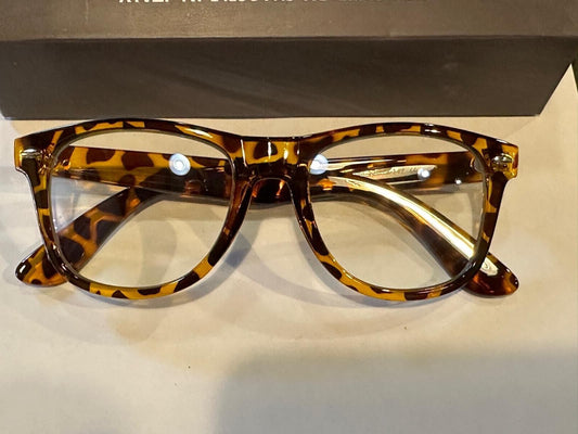 SOKACH IN ITALY ANTI GLARE GLASSES SQUARE THICK FRAME BROWN CLEAR GLASSES