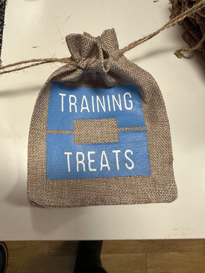 4 X DOG TREAT POUCH HESSIAN TRAINING BAG DRAWSTRING OBEDIENCE FEED BAIT FOOD