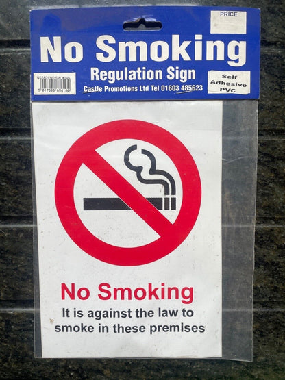 4 X NO SMOKING IT IS AGAINST THE LAW SELF ADHESIVE STICKER SAFETY SIGN