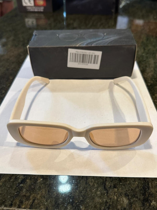 SOKACH IN ITALY ANTI GLARE GLASSES RECTANGLE WHITE FRAME & BROWN LENSE NEW