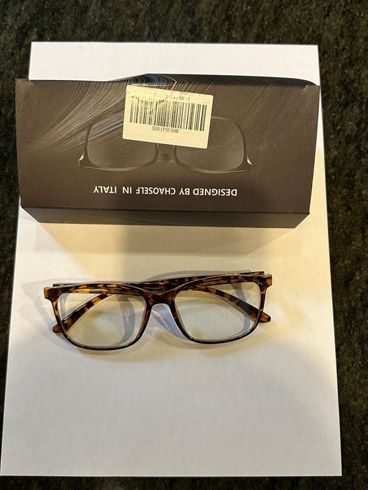 SOKACH IN ITALY ANTI GLARE GLASSES SQUARE THICK FRAME BROWN CLEAR GLASSES NEW