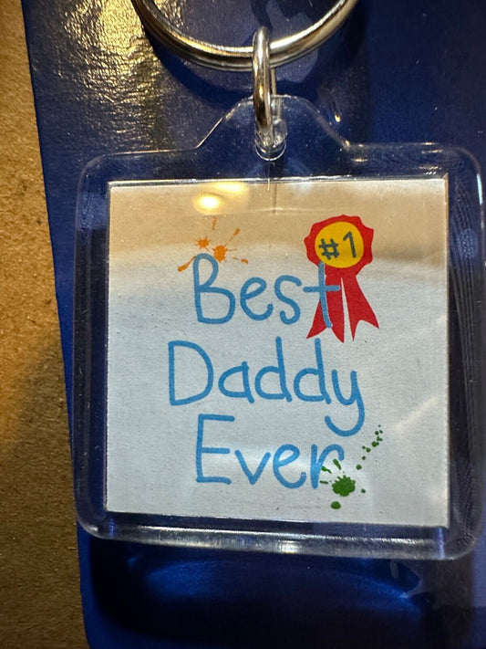 BEST DADDY EVER KEYRING BAG TAG FATHERS DAY BIRTHDAY DAD CHRISTMAS GIFT