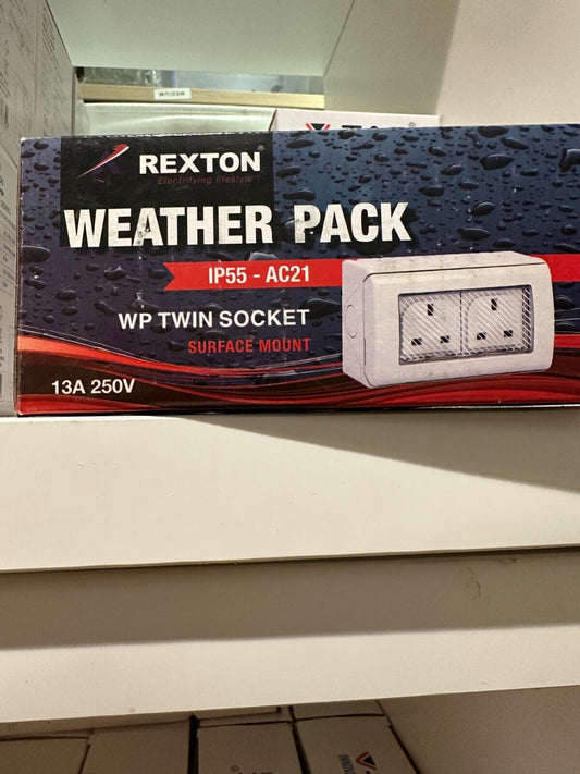REXTON IP55 RATED WP TWIN SOCKET WALL LIGHT SWITCHES OUTDOOR WATERPROOF GARDEN