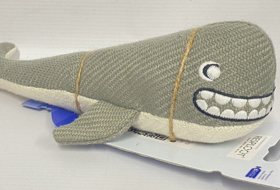 4 X WHALE / SHARK PROJECT BLU ECO-FRIENDLY DOG / PUPPY TOY TEDDY GREY PET NEW