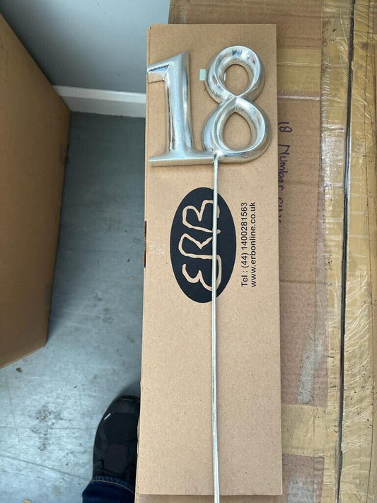POSH GRAFFITI SILVER NUMBERS 18 40 80 YEARS OLD HAPPY BIRTHDAY 46CM HIGH