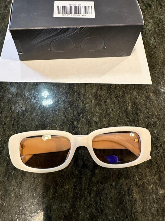 SOKACH IN ITALY ANTI GLARE GLASSES RECTANGLE WHITE FRAME & BROWN LENSE NEW