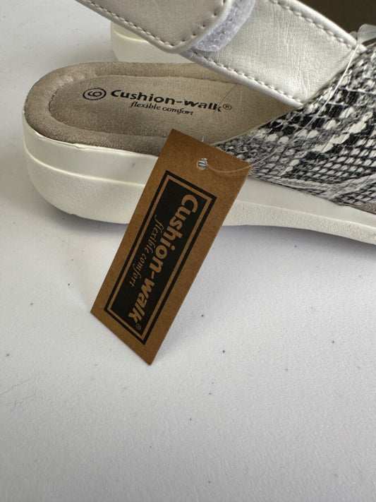 PRETTY CUSHION WALK BLACK SNAKE SKIN LOOK SANDALS SHOE SIZE 6 BNWT