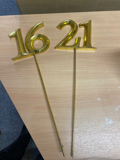 16th & 21st POSH GRAFFITI DECORATIVE GOLD GILT WOOD NUMBERS 46CM HIGH HOME PARTY