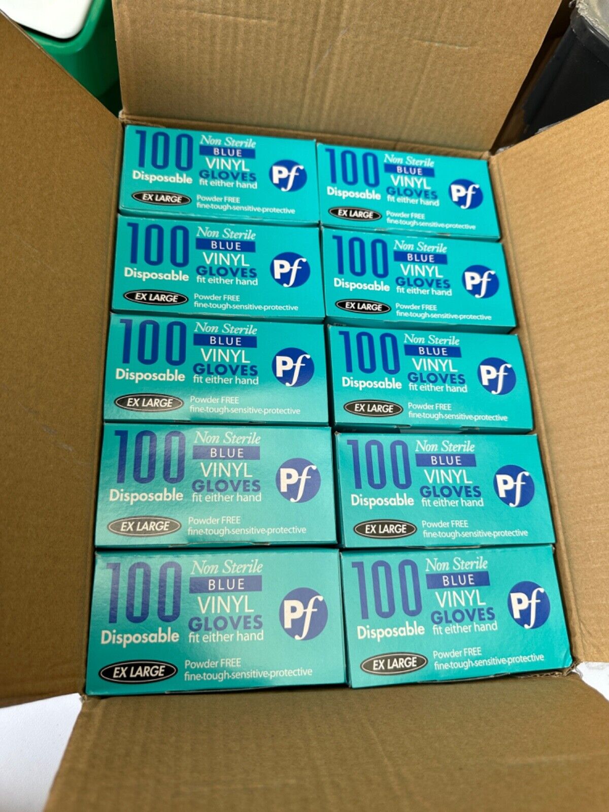 1000 SUPERTOUCH DISPOSABLE VINYL POWDER FREE BLUE GLOVES LARGE (10 PACKS OF 100)