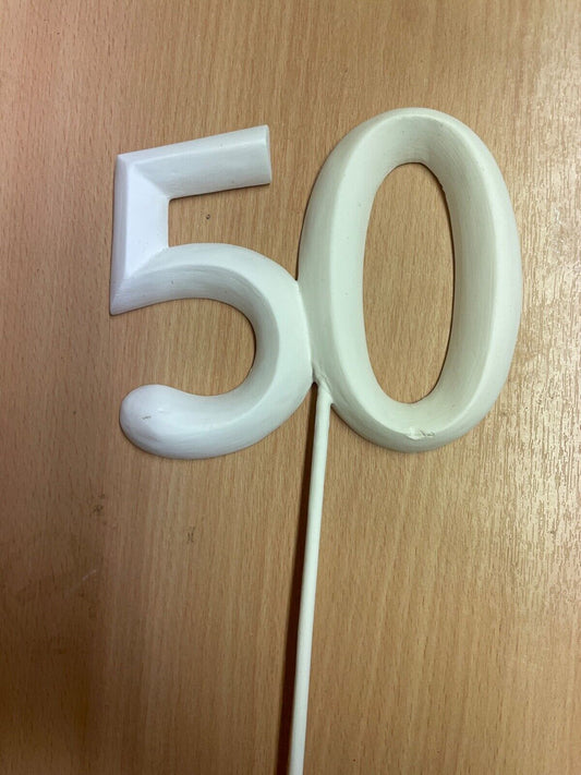 POSH GRAFFITI WHITE WOODEN NUMBER 50TH HAPPY BIRTHDAY CELEBRATIONS 46CM HIGH