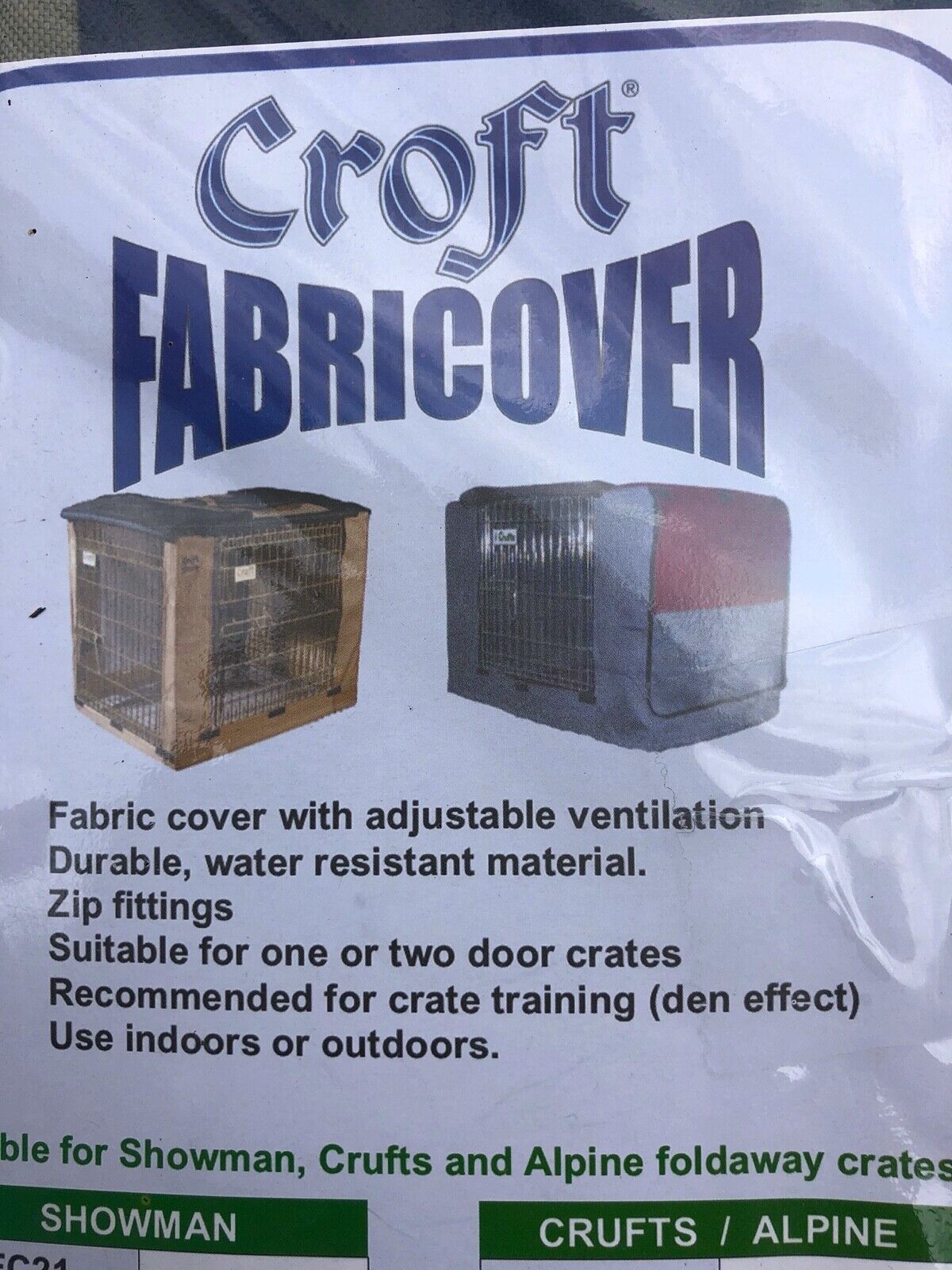 CROFT FABRICOVER BLUE AND TAN DOG CAGE COVER SHOWMAN SIZE FC38 BRAND NEW